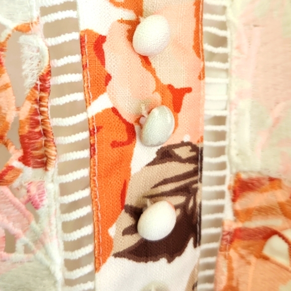 DRESS COQUETTE BOHO FLORAL LONG-SLEEVED LINEN FIT & FLARE BELTED MIDI DRESS - Picture 7 of 8